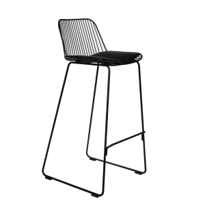 Krzesło barowe Dill High czarne z czarną poduszką 75cm