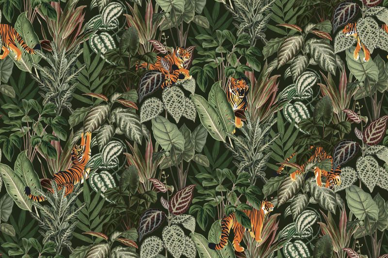 Fototapeta Mischievous Tigers Lush Rebel Walls (3)