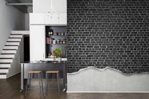Fototapeta Well-Worn Brick Wall black Rebel Walls R12222