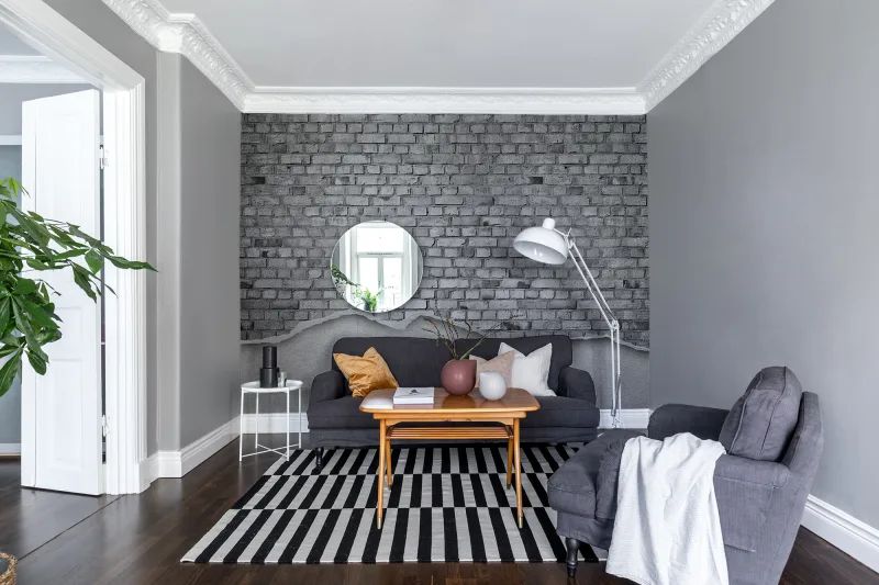 Fototapeta Well-Worn Brick Wall white Rebel Walls (1)