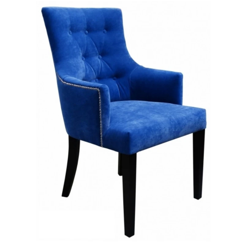 niebieskie krzeslo pikowane z podlokietnikami Oleandro Elegant