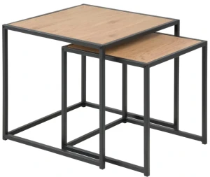 Zestaw stolików Seaford dąb - MDF, metal