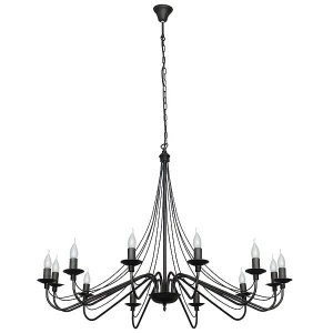Żyrandol Róża 12 Black czarny