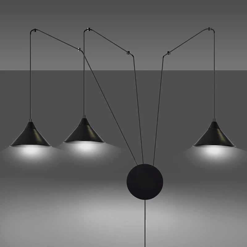 ABRAMO 3 BLACK 160/3 lampa sufitowa wisząca regulowana najnowszy design czarna loft 1
