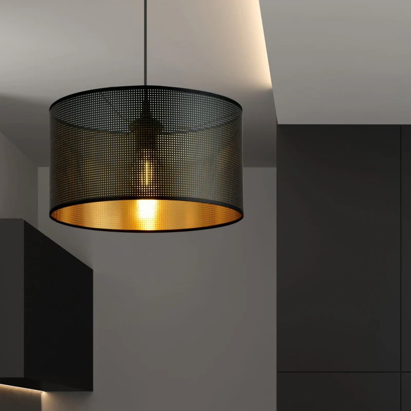 ASTON 1 BLACK/GOLD 1148/1 lampa wisząca regulowana abażur dużo światła 2