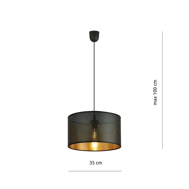 ASTON 1 BLACK/GOLD 1148/1 lampa wisząca regulowana abażur dużo światła 4