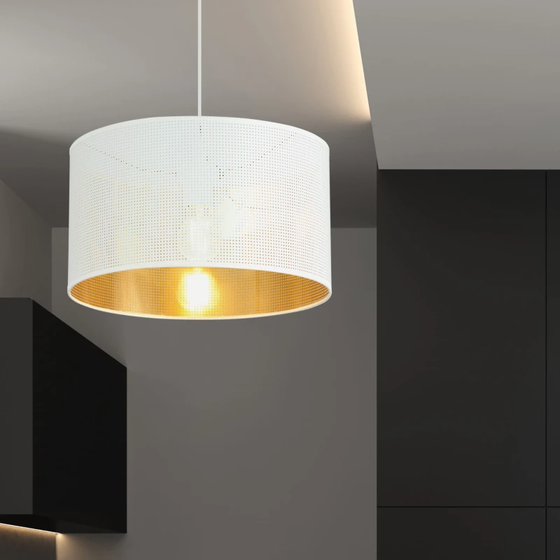 ASTON 1 WHITE/GOLD 1147/1 lampa wisząca regulowana abażur dużo światła 2