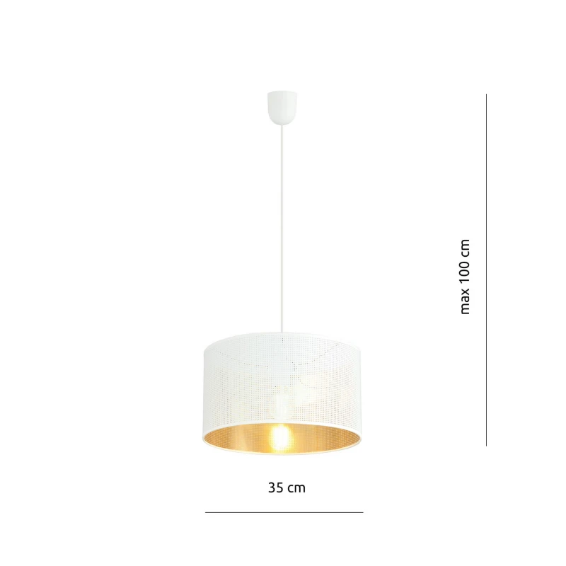 ASTON 1 WHITE/GOLD 1147/1 lampa wisząca regulowana abażur dużo światła 4