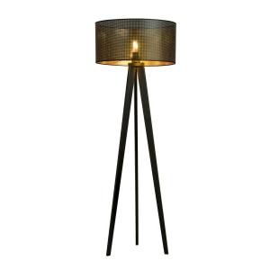Lampa podłogowa ASTON LP1 BLACK/GOLD drewniana czarno-złota