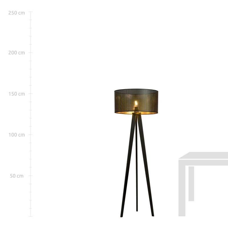ASTON LP1 BLACK/GOLD 1148/LP1 lampa podłogowa drewniana duży oryginalny abażur 6
