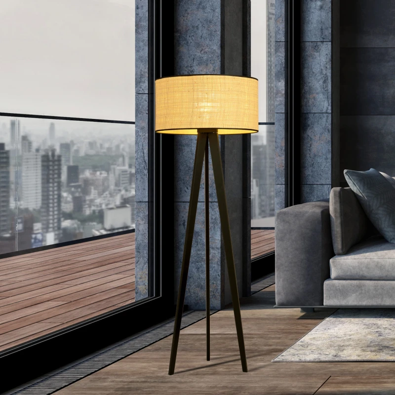 ASTON LP1 RATTAN 1149/LP1 lampa podłogowa drewniana duży oryginalny abażur 2