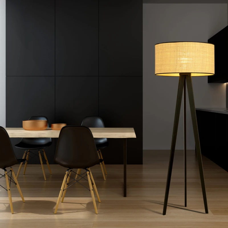 ASTON LP1 RATTAN 1149/LP1 lampa podłogowa drewniana duży oryginalny abażur 3