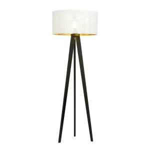 Lampa podłogowa ASTON LP1 WHITE/GOLD drewniana biało-złota