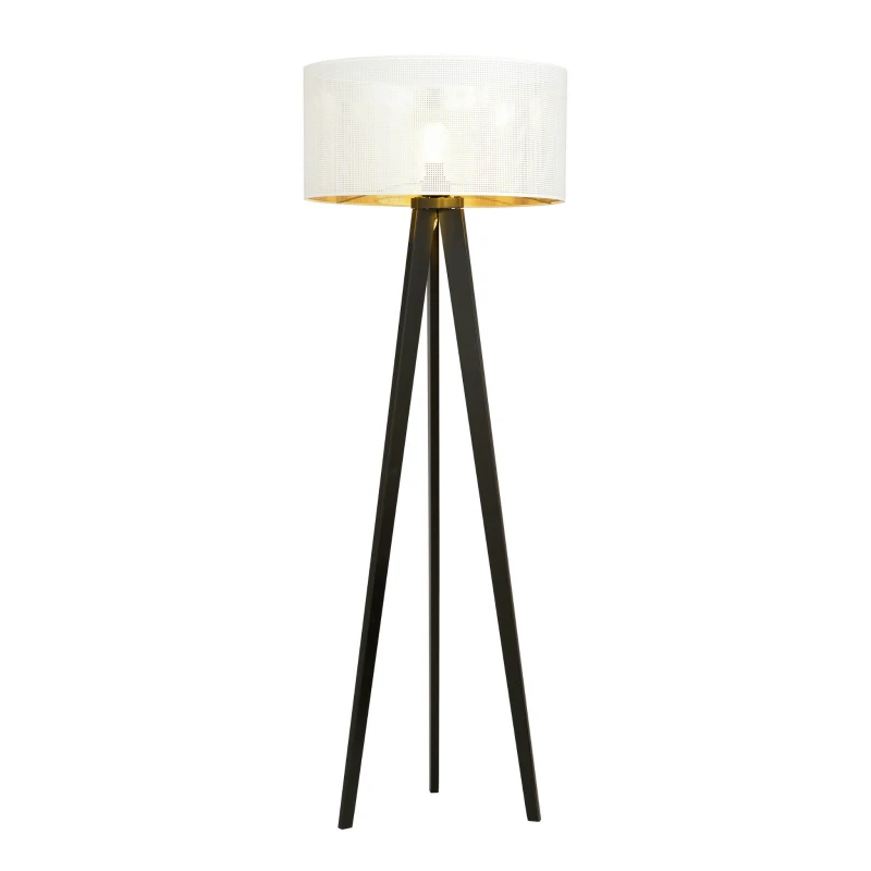 ASTON LP1 WHITE/GOLD 1147/LP1 lampa podłogowa drewniana duży oryginalny abażur