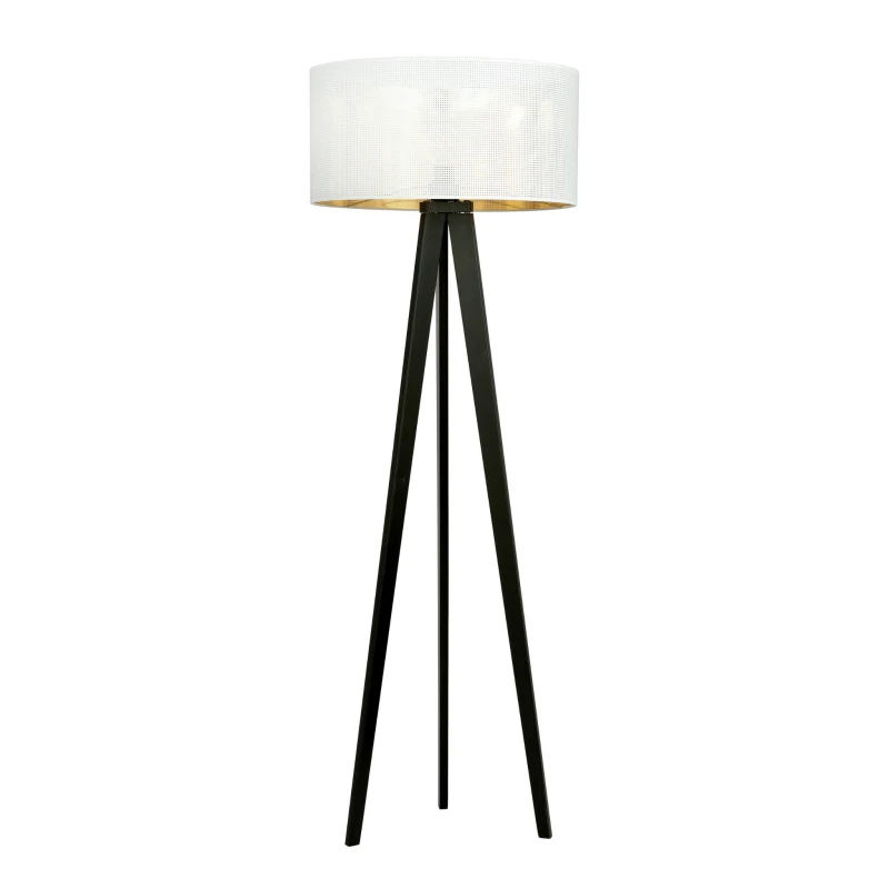 ASTON LP1 WHITE/GOLD 1147/LP1 lampa podłogowa drewniana duży oryginalny abażur 1