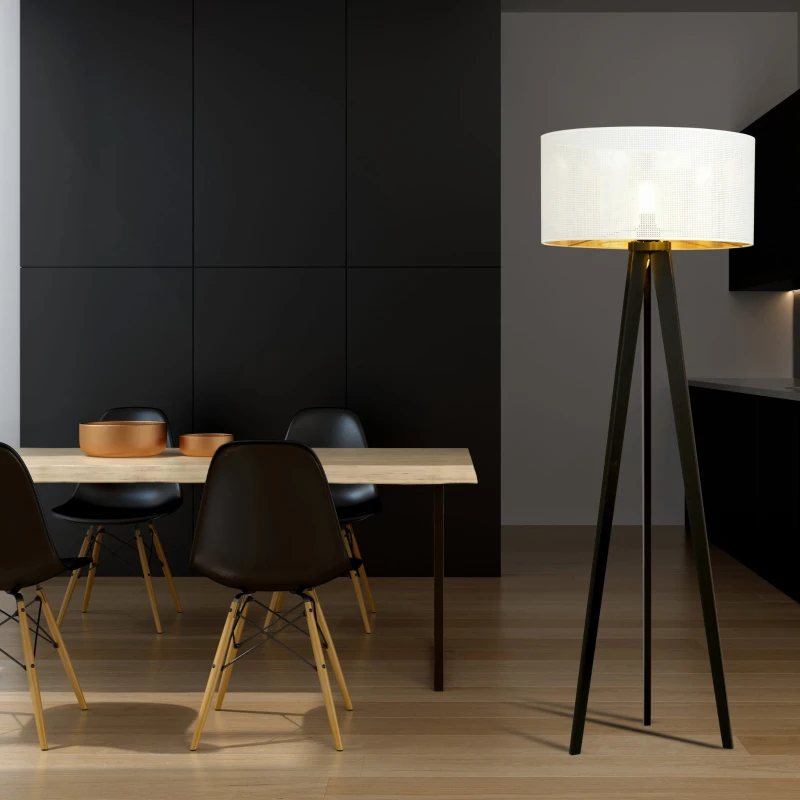 ASTON LP1 WHITE/GOLD 1147/LP1 lampa podłogowa drewniana duży oryginalny abażur 3