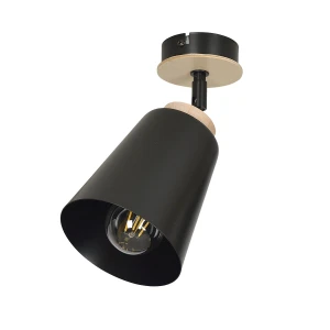 Plafon sufitowy ATLAS 1 BLACK 725/1 czarny z drewnianymi elementami