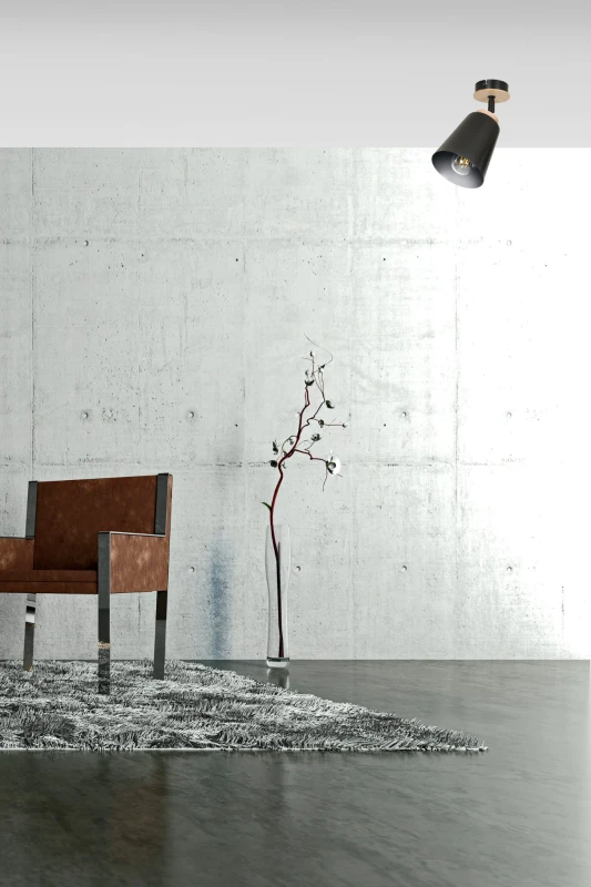 ATLAS 1 BLACK 725/1 plafon sufitowy spot ruchome regulowane klosze drewniane elementy 6