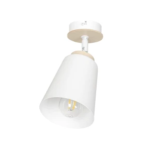 Plafon sufitowy ATLAS 1 WHITE biały z drewnianymi elementami