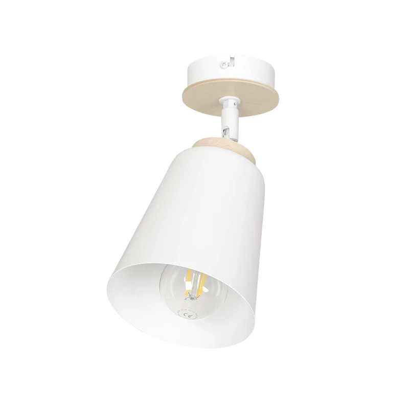 ATLAS 1 WHITE 724/1 plafon sufitowy spot ruchome regulowane klosze drewniane elementy