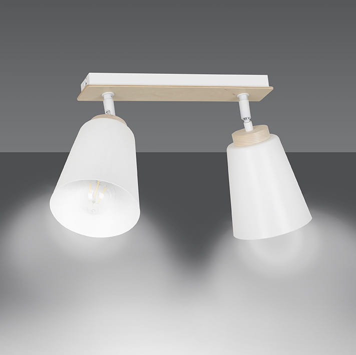 ATLAS 2 WHITE 724/2 plafon sufitowy spot ruchome regulowane klosze drewniane elementy