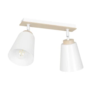 Plafon sufitowy ATLAS 2 WHITE biały z drewnianymi elementami