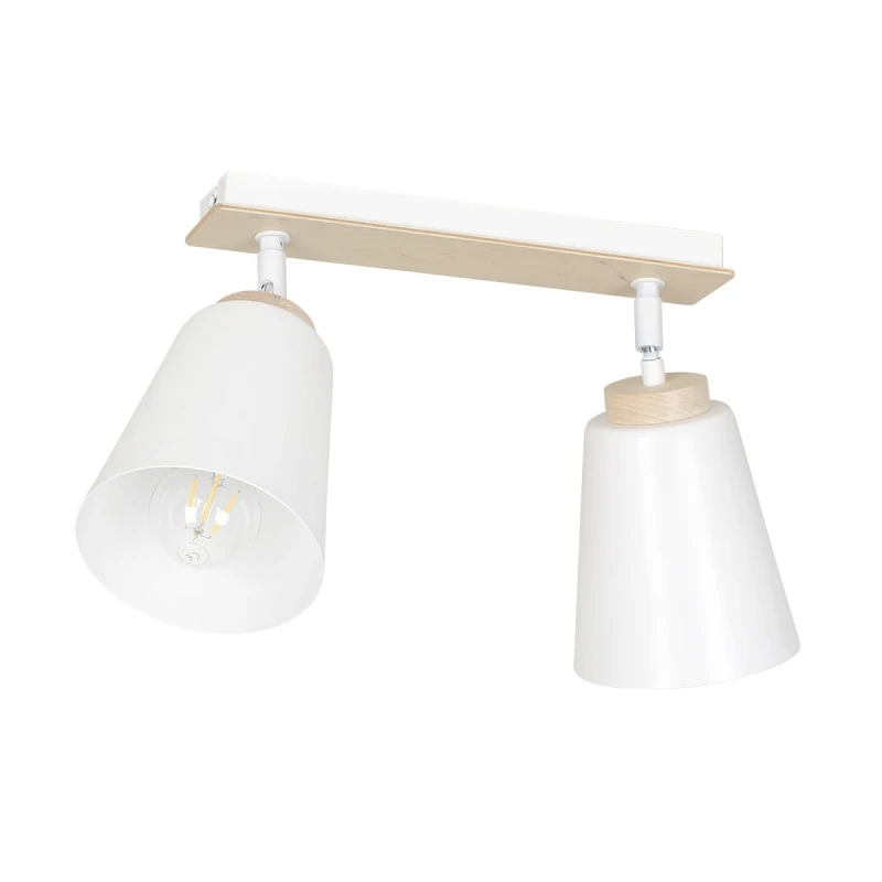 ATLAS 2 WHITE 724/2 plafon sufitowy spot ruchome regulowane klosze drewniane elementy 1
