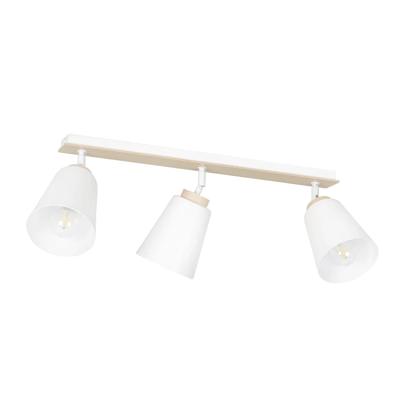 ATLAS 3 WHITE 724/3 plafon sufitowy spot ruchome regulowane klosze drewniane elementy 1