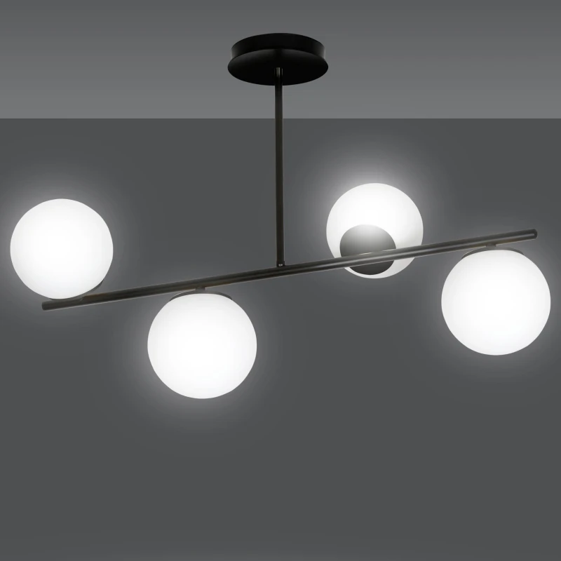 BIOR 4 BLACK 1020/4 lampa sufitowa plafon czarna szklane klosze DESIGN