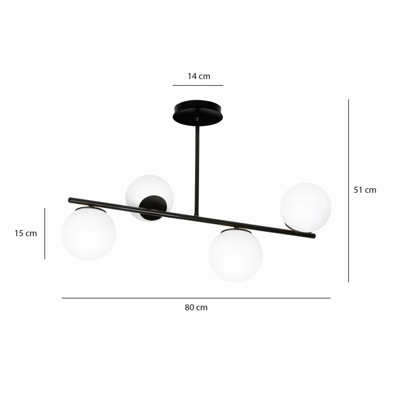 BIOR 4 BLACK 1020/4 lampa sufitowa plafon czarna szklane klosze DESIGN 5