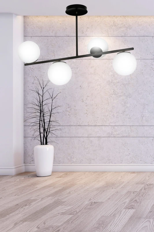 BIOR 4 BLACK 1020/4 lampa sufitowa plafon czarna szklane klosze DESIGN 11