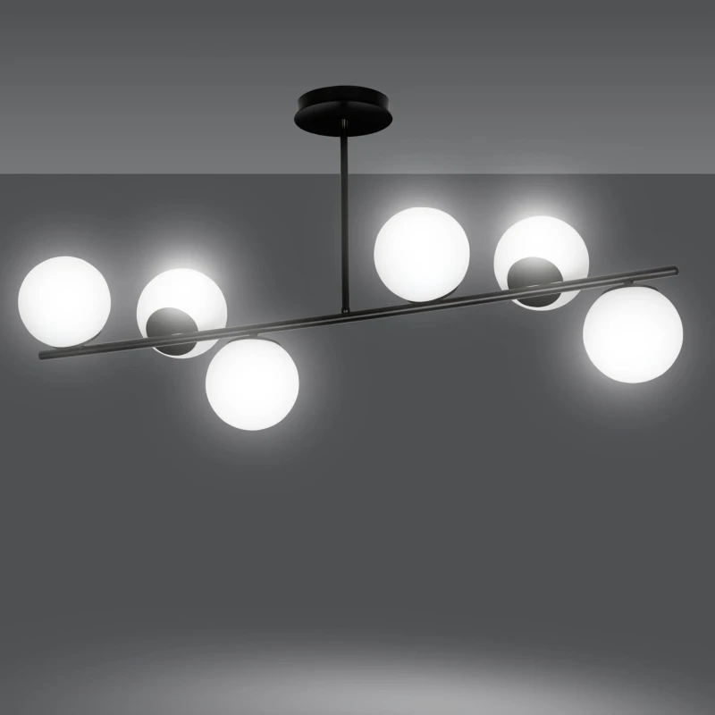 BIOR 6 BLACK 1020/6 lampa sufitowa plafon czarna szklane klosze DESIGN