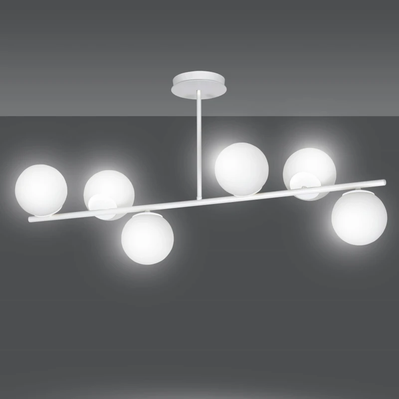 BIOR 6 WHITE 1021/6 lampa sufitowa plafon biała szklane klosze DESIGN
