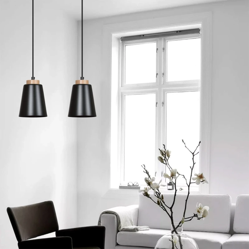 BOLERO 1 BLACK 442/1 wisząca lampa styl skandynawski drewno czarna 8