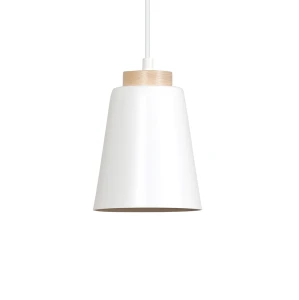 Lampa wisząca BOLERO 1 WHITE biała z drewnem