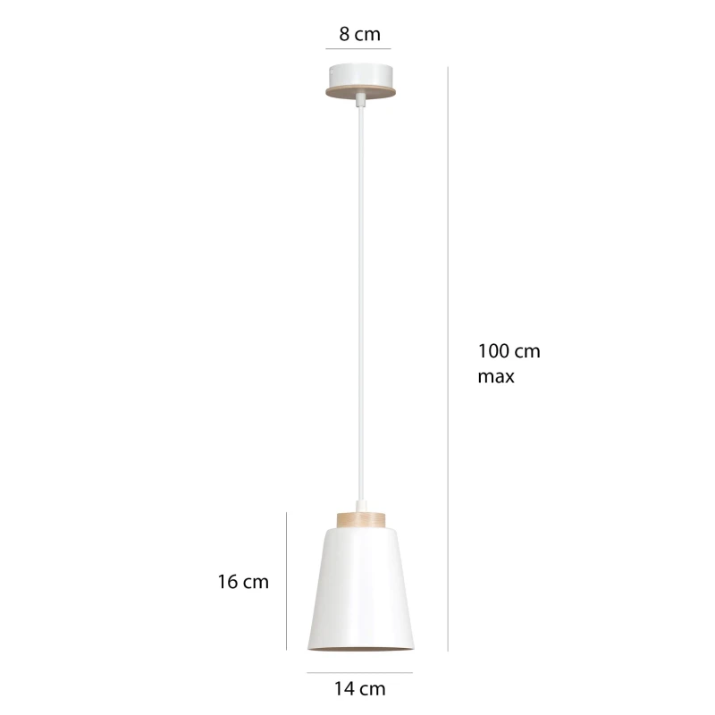 BOLERO 1 WHITE 443/1 wisząca lampa styl skandynawski drewno biała 3