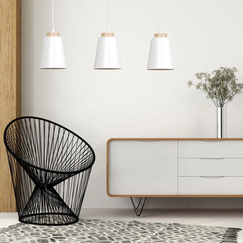 BOLERO 1 WHITE 443/1 wisząca lampa styl skandynawski drewno biała 10