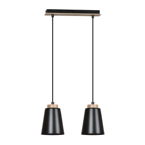 Lampa wisząca BOLERO 2 BLACK czarna z drewnem