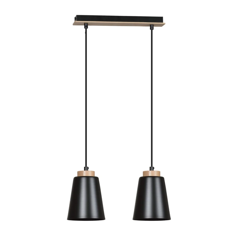 BOLERO 2 BLACK 442/2 wisząca lampa styl skandynawski drewno czarna