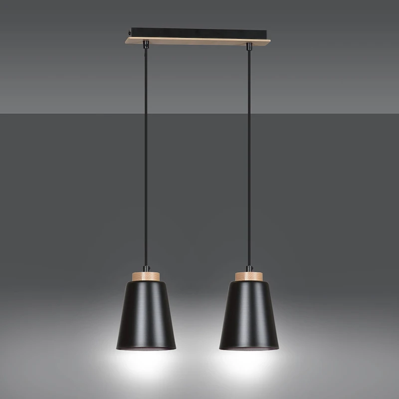 BOLERO 2 BLACK 442/2 wisząca lampa styl skandynawski drewno czarna 1