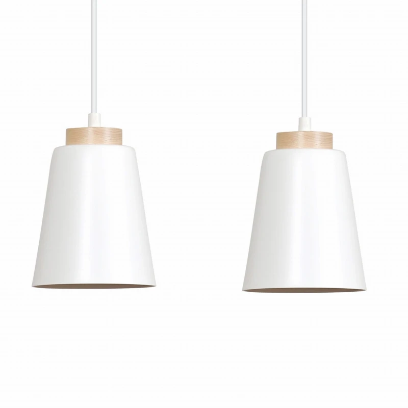 BOLERO 2 WHITE 443/2 wisząca lampa styl skandynawski drewno biała
