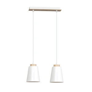 Lampa wisząca BOLERO 2 WHITE biała z drewnem