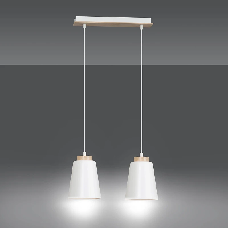 BOLERO 2 WHITE 443/2 wisząca lampa styl skandynawski drewno biała 2
