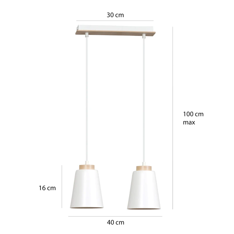 BOLERO 2 WHITE 443/2 wisząca lampa styl skandynawski drewno biała 5