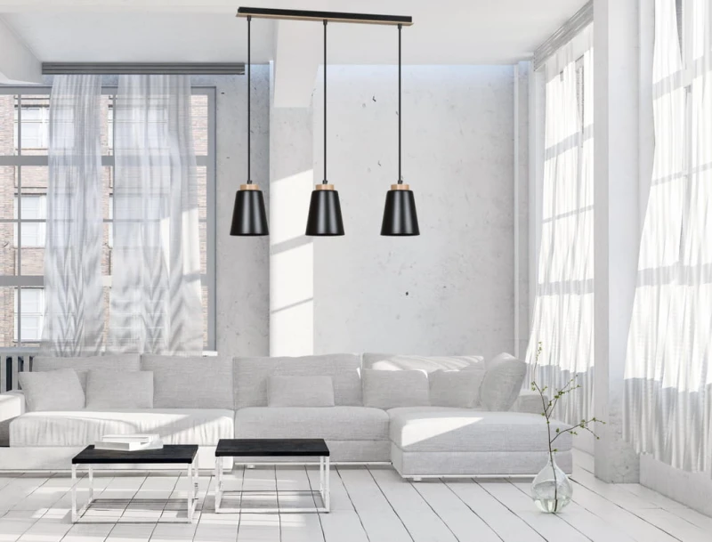 BOLERO 3 BLACK 442/3 wisząca lampa styl skandynawski drewno czarna 8