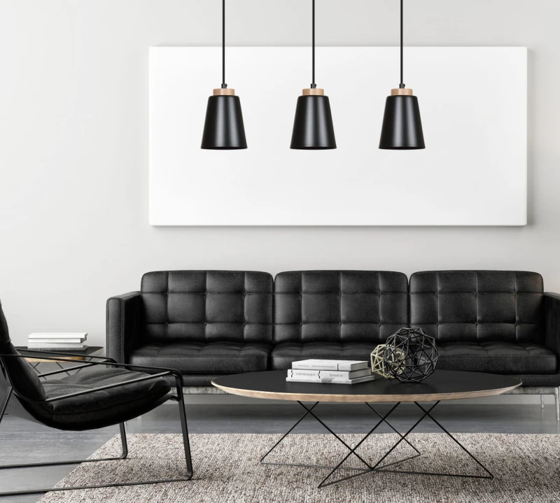 BOLERO 3 BLACK 442/3 wisząca lampa styl skandynawski drewno czarna 10