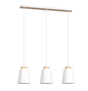 Lampa wisząca BOLERO 3 WHITE biała z drewnem