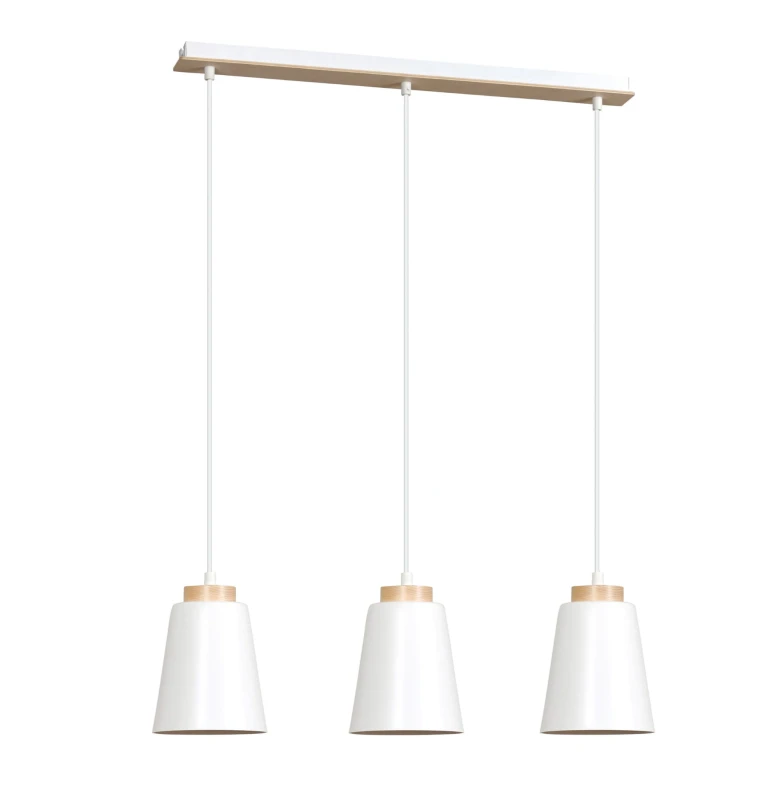 BOLERO 3 WHITE 443/3 wisząca lampa styl skandynawski drewno biała