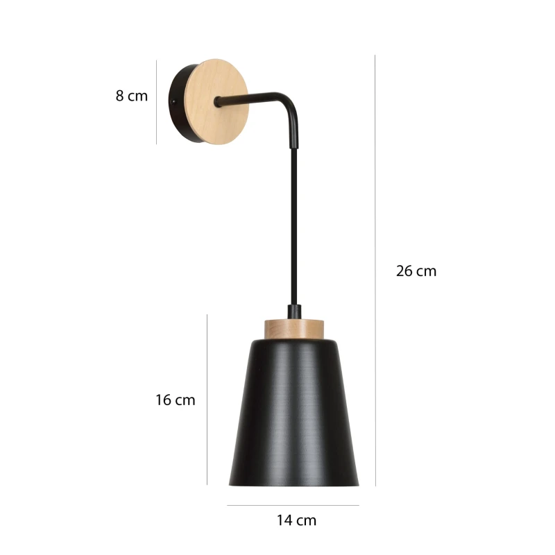 BOLERO K1 BLACK 442/K1 kinkiet ścienny styl skandynawski drewno czarny 4