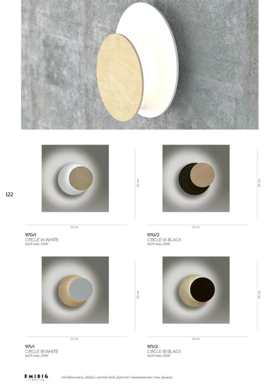 CIRCLE 972/1 WHITE kinkiet ścienny LED biały styl skandynawski metal 8